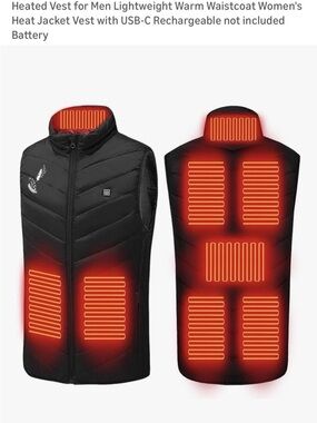 Men's Black Heated USB-C Rechargeable Vest